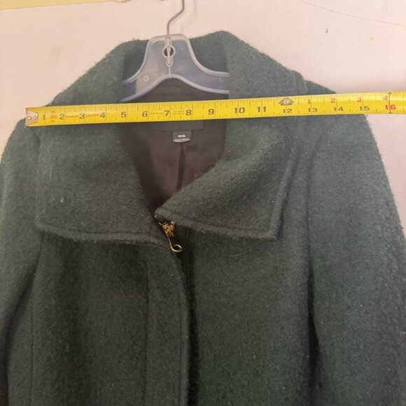 Club Monaco Wool Boucle Zipper Pea Coat Pockets Jacket Green Gold Minimalist M - Picture 13 of 16